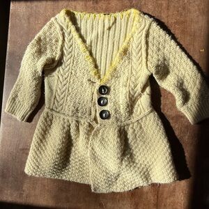 Free People Yellow Knit Cardigan with Button Detail